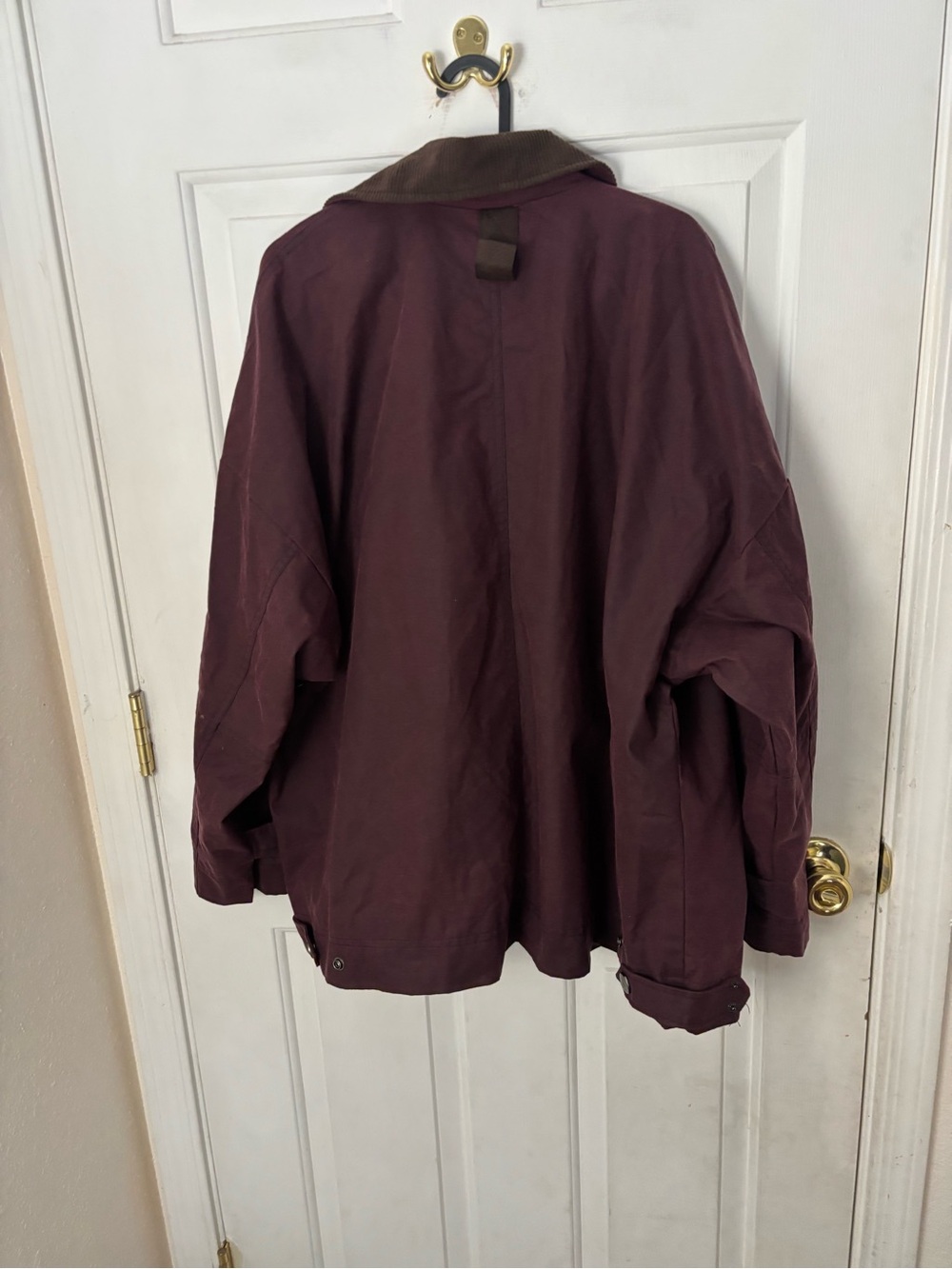 We The Free Burgundy Utility oversizes Jacket with Brown Corduroy Collar NWOT - Picture 3 of 9